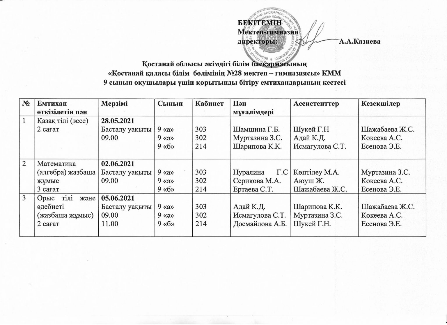 План промежуточной аттестации